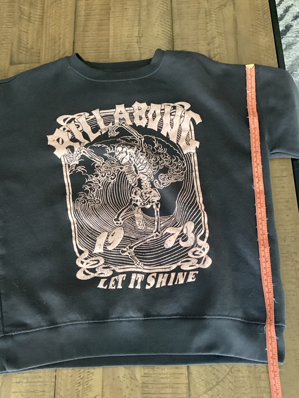 Billabong Black Crewneck Sweatshirt with Pink Surf Skeleton Print - Picture 4 of 7